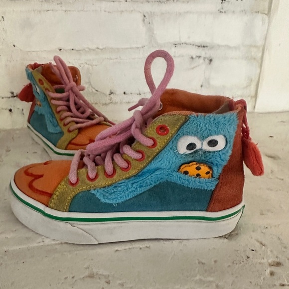 Vans x Sesame Street Sk8-Hi Zip Kids Sneakers Size 12 Cookie Monster Elmo - Picture 6 of 11